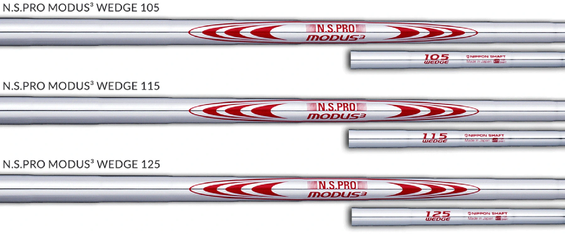 Nippon Shaft N.S.PRO MODUS3 WEDGE shaft — representative manufacturer markings